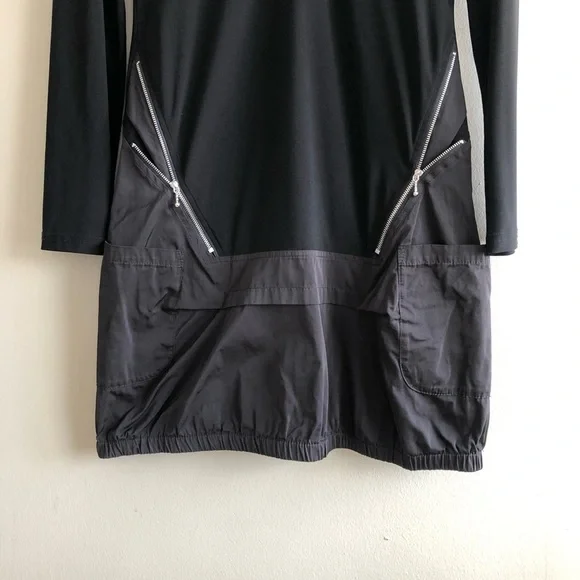 Joseph Ribkoff Vintage Fitted Long Sleeve Zipper V Neck Bodycon Mini Dress Black - Picture 3 of 9